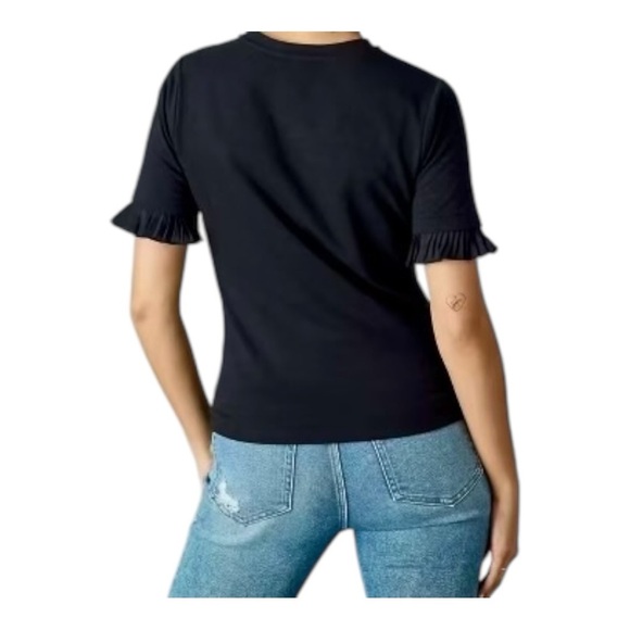 Down East Black Ruffle Sleeve Top - Picture 3 of 9